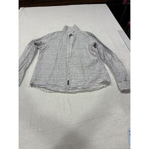 Michael Kors men's shirt XL Slim Fit Black Blue Striped Good Condition. SKU52